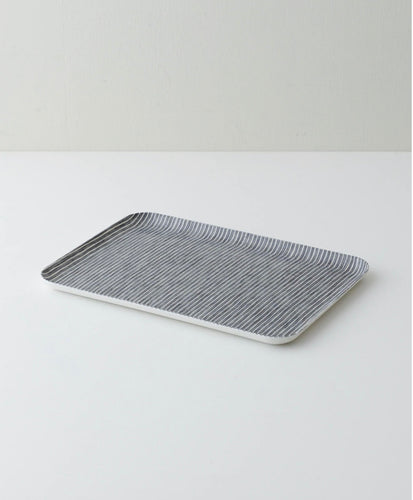 Linen Coating Tray Medium Gray White Stripe