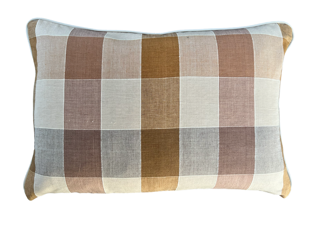 Brown Large Check Pattern Pillow
