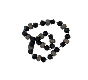 Black and Gray Wood Bead Necklace