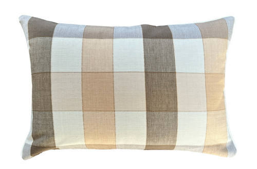 Tan Large Check Pattern Pillow