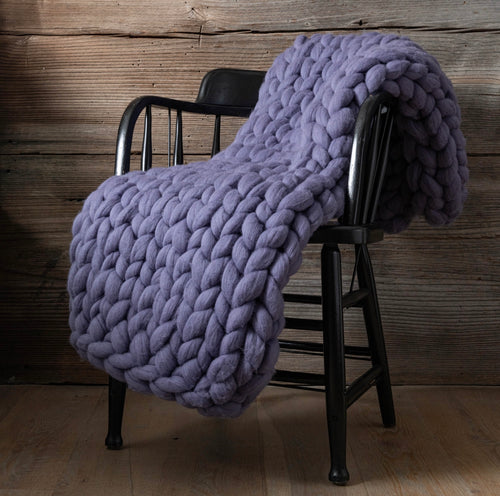 Chunky Merino Wool Arm Knit Blanket