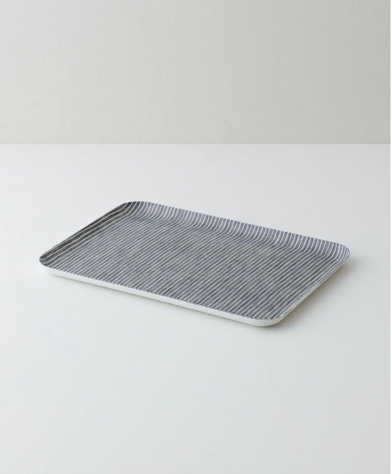 Linen Coating Tray Medium Gray White Stripe